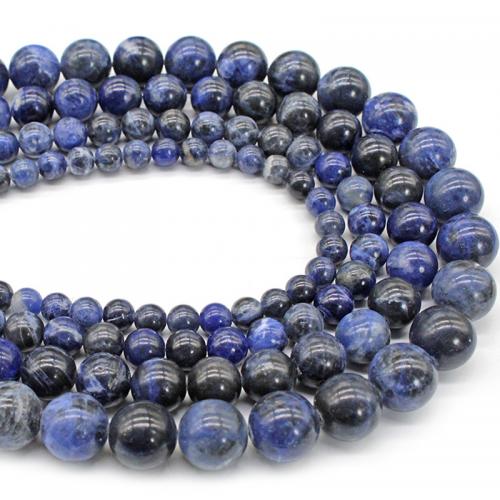 Sodalith Perlen, Sosalith, rund, poliert, DIY & verschiedene Größen vorhanden, blau, verkauft per ca. 38 cm Strang