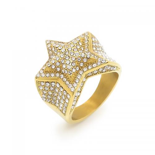 Cubic Zirconia Stainless Steel Finger Ring 304 Stainless Steel Vacuum Ion Plating  & micro pave cubic zirconia Sold By PC