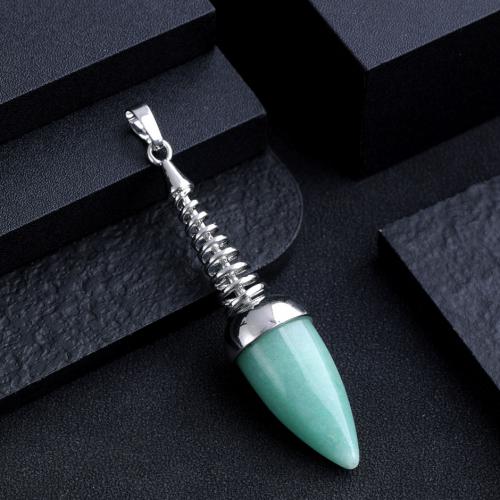 Gemstone Pendants Jewelry Natural Stone with Zinc Alloy Bullet silver color plated DIY Sold By PC