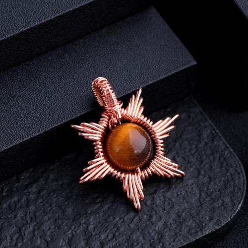 Gemstone Vedhæng Smykker, Natursten, med Zinc Alloy, Flower, rosa guld farve forgyldt, du kan DIY & forskellige materialer til valg, flere farver til valg, 28x28mm, Solgt af PC