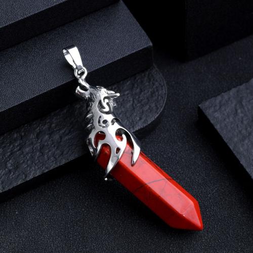 Gemstone Pendants Jewelry Natural Stone with Zinc Alloy silver color plated DIY Sold By PC