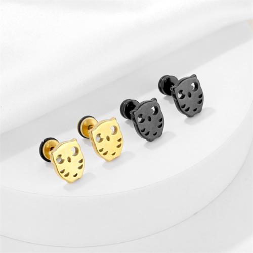 Titanium Steel  Earring, Animal, plated, fashion jewelry, more colors for choice, 11x12mm, Sold By PC