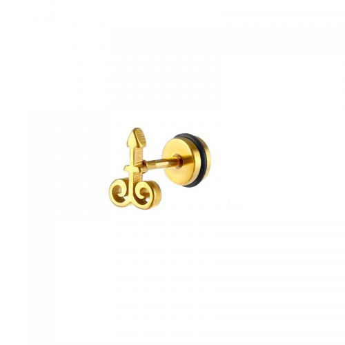 Titanium stål øreringe, forgyldt, mode smykker, gylden, 12x10mm, Solgt af PC