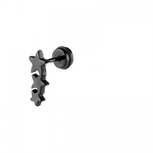 Titanium Aço Brinco, Partículas de aço, Estrela, banhado, joias de moda, preto, 11x15mm, vendido por PC