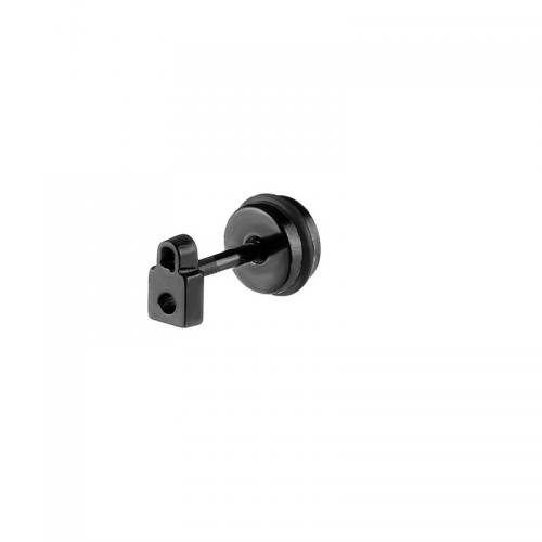 Titanium Steel  Earring, Lock, plated, fashion jewelry, black, 12x6mm, Sold By PC