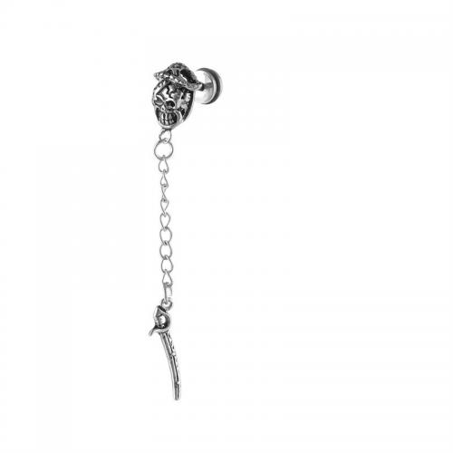 Boucle d'oreille Acier Titane, Placage, bijoux de mode, argent, 14x60mm, Vendu par PC