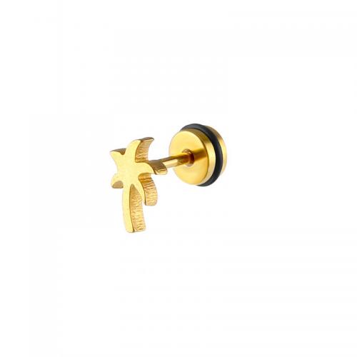 Titan Stahl Ohrring, Titanstahl, Baum, plattiert, Modeschmuck, goldfarben, 11x9mm, verkauft von PC