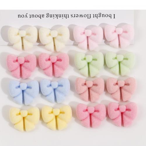 Hair Accessories DIY Findings, Resin, with Flocking Fabric, Bowknot, plated, more colors for choice, 20x17mm, Sold By PC