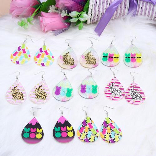 Easter Jewelry, Acrylic, Teardrop, printing, fashion jewelry & different designs for choice & for woman, Sold By Pair