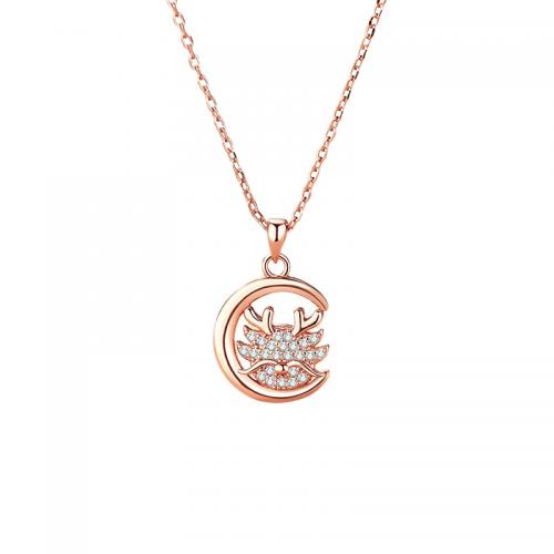 Cubic Zircon Micro Pave 925 Sterling Silver Necklace with 5CM extender chain plated micro pave cubic zirconia & for woman rose gold color Length Approx 40 cm Sold By PC