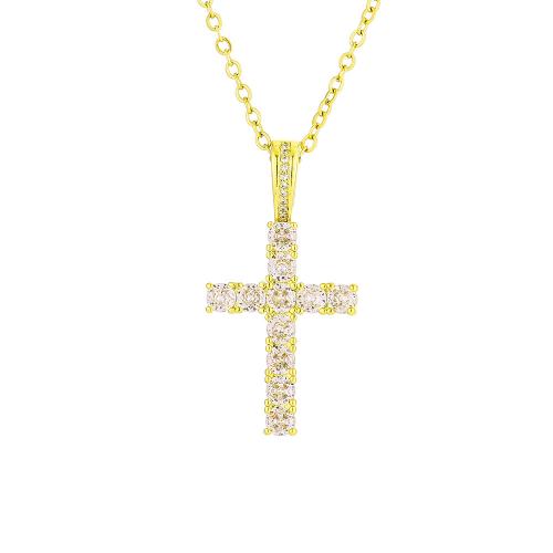 Cubic Zircon Micro Pave Brass Necklace, Cross, plated, Unisex & micro pave cubic zirconia, more colors for choice, Length:Approx 50 cm, Sold By PC