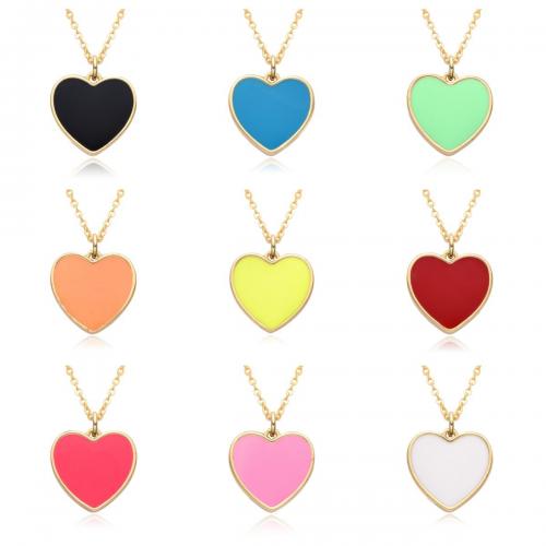 Brass Necklace, plated, for woman & enamel, more colors for choice, Length:Approx 41-50 cm, Sold By PC