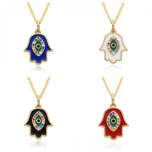 Evil Eye Biżuteria Naszyjnik, Mosiądz, Powlekane, mikro utorować cyrkonia & dla kobiety & emalia, dostępnych więcej kolorów, długość około 41-50 cm, sprzedane przez PC