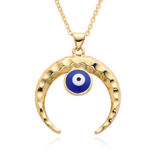 Evil Eye Jewelry Necklace, Brass, plated, for woman & enamel, more colors for choice, Length:Approx 41-50 cm, Sold By PC