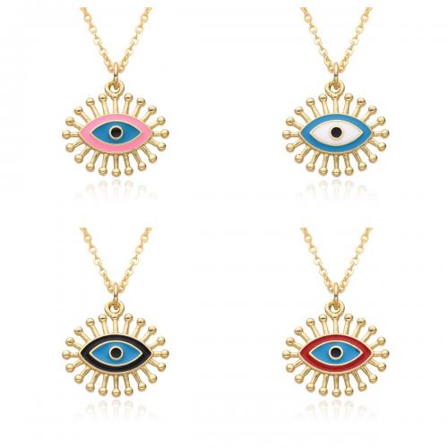 Evil Eye Biżuteria Naszyjnik, Mosiądz, Powlekane, różne style do wyboru & dla kobiety & emalia, dostępnych więcej kolorów, długość około 41-50 cm, sprzedane przez PC
