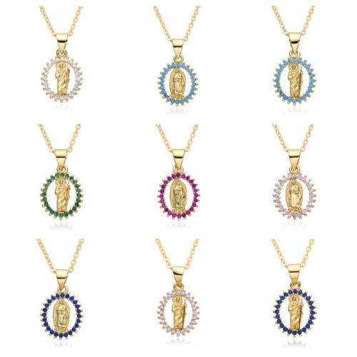 Cubic Zircon Micro Pave Brass Necklace, plated, different styles for choice & micro pave cubic zirconia & for woman, more colors for choice, Length:Approx 41-50 cm, Sold By PC