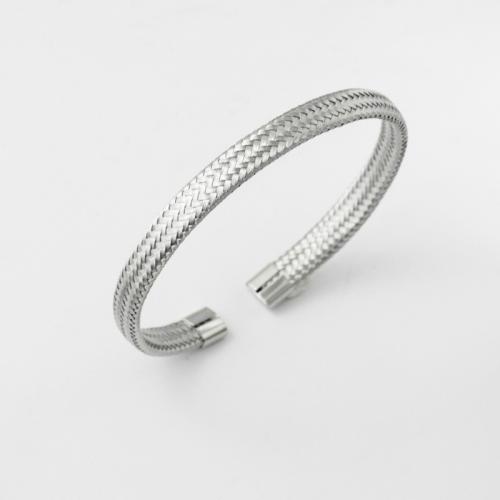 Partículas de aço abertura da pulseira, joias de moda & para o homem, cor original, Diametro interno:Aprox 60mm, vendido por PC