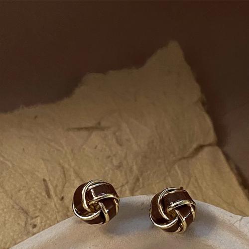 Zinc Alloy Stud Earring Geometrical Pattern plated fashion jewelry & for woman & enamel 15mm Sold By Pair