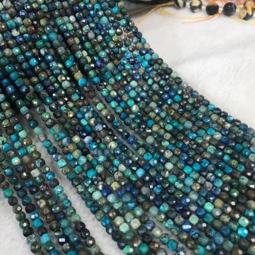 Edelstein Schmuckperlen, Azurit, Quadrat, poliert, DIY, tiefblau, beads length 4.-4.5mm, verkauft per ca. 38-40 cm Strang
