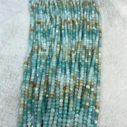Amazonit Beads, Square, poleret, naturlige & du kan DIY & facetteret, gradient farve, beads length 4-4.5mm, Solgt Per Ca. 38-40 cm Strand