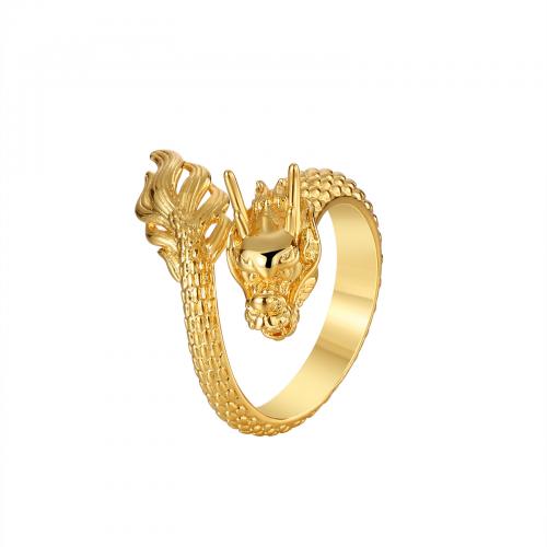 Brass Finger Ring, Dragon, real gold plated, fashion jewelry & for woman, golden, nickel, lead & cadmium free, Sold By PC