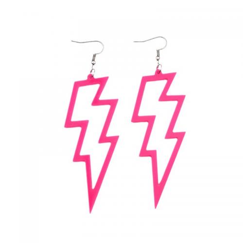 Acrylic Jewelry Earring, Lightning Symbol, painted, fashion jewelry & for woman & hollow, more colors for choice, 100x35mm, Sold By Pair