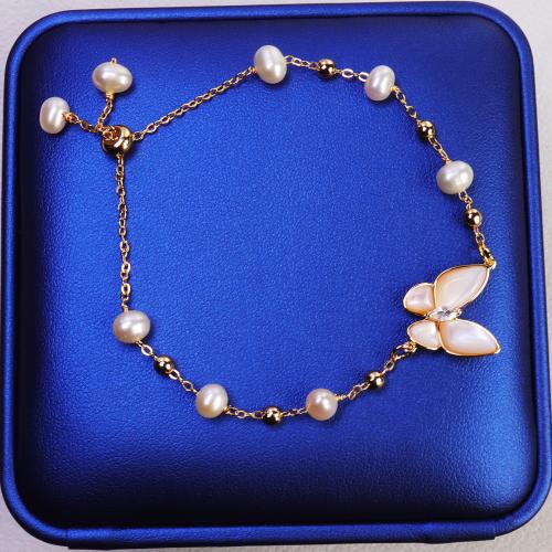 Natural Cultured Freshwater Pearl Jewelry Sets with Pearl Oyster & Brass real gold plated fashion jewelry & for woman golden Length Approx 60 cm Approx 20 cm Sold By PC