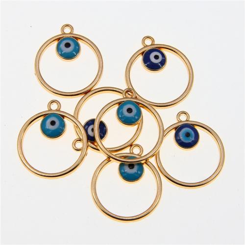 Evil Eye Pendants Zinc Alloy Donut KC gold color plated fashion jewelry & DIY & enamel & hollow nickel lead & cadmium free Approx Sold By Bag