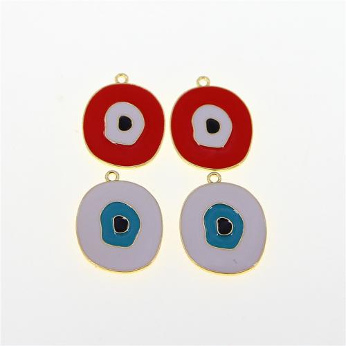 Evil Eye Pendants, Tibetan Style, KC gold color plated, fashion jewelry & DIY & enamel, more colors for choice, nickel, lead & cadmium free, 32x25x2mm, Approx 100PCs/Bag, Sold By Bag