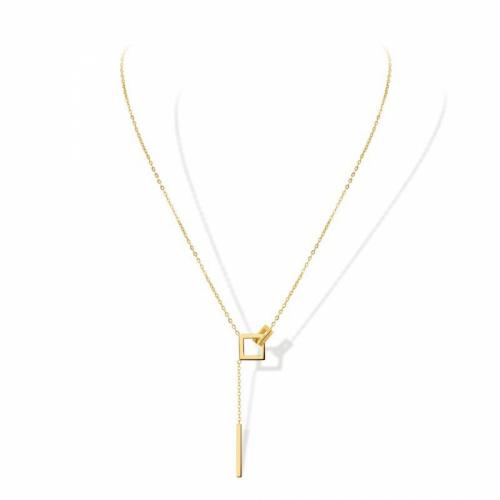 Titanium Steel Necklace with 5cm extender chain Square Vacuum Ion Plating fashion jewelry & for woman golden nickel lead & cadmium free Length Approx 43 cm Sold By PC
