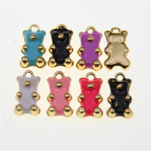 Zinc Alloy Enamel Pendants Bear KC gold color plated fashion jewelry & DIY nickel lead & cadmium free Approx Sold By Bag