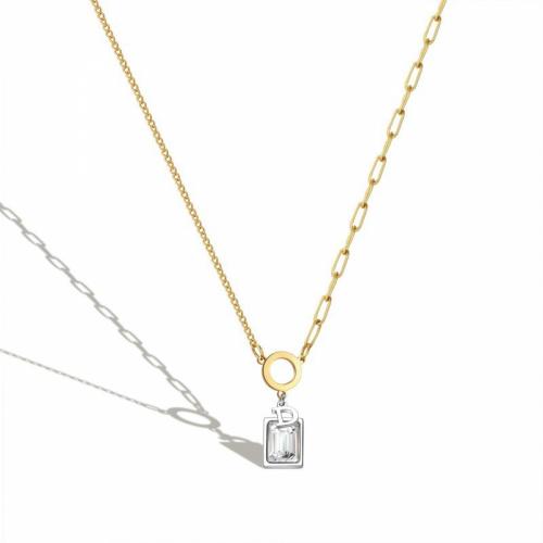 Titanium Steel Necklace with Crystal with 5cm extender chain Rectangle Vacuum Ion Plating fashion jewelry & for woman mixed colors nickel lead & cadmium free Length Approx 45 cm Sold By PC