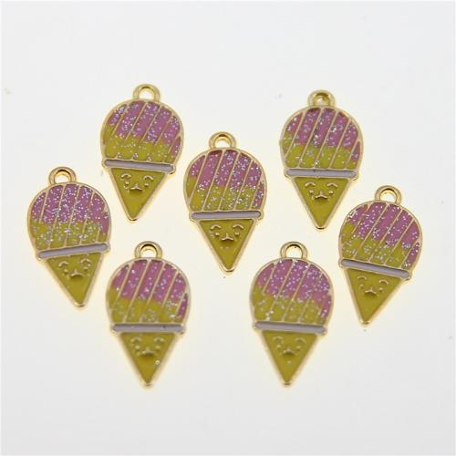 Tibetan Style Enamel Pendants, Ice Cream, KC gold color plated, fashion jewelry & DIY, mixed colors, nickel, lead & cadmium free, 20x11x2mm, Approx 100PCs/Bag, Sold By Bag