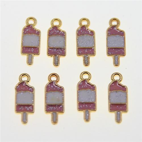 Tibetan Style Enamel Pendants, Ice Cream, KC gold color plated, fashion jewelry & DIY, mixed colors, nickel, lead & cadmium free, 17x6x2mm, Approx 100PCs/Bag, Sold By Bag