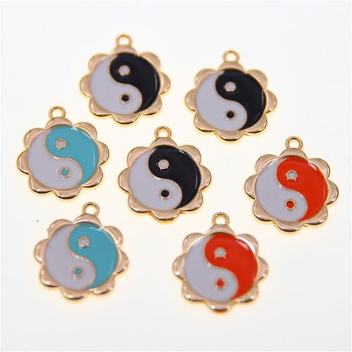 Zinc Alloy Enamel Pendants Flower KC gold color plated fashion jewelry & DIY nickel lead & cadmium free Approx Sold By Bag
