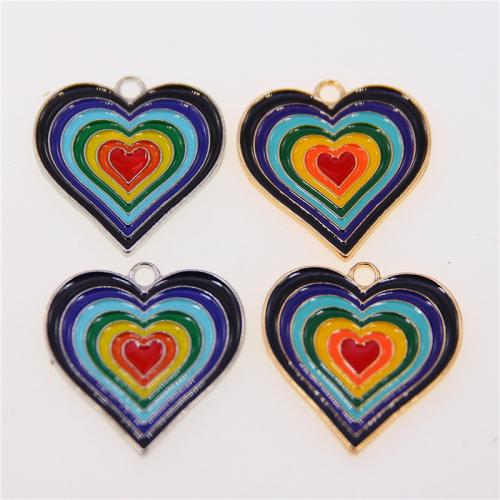 Tibetan Style Enamel Pendants, Heart, plated, fashion jewelry & DIY, more colors for choice, nickel, lead & cadmium free, 30x29x2mm, Approx 100PCs/Bag, Sold By Bag