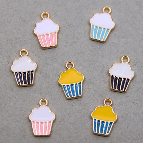 Zinc Alloy Enamel Pendants Cake KC gold color plated fashion jewelry & DIY nickel lead & cadmium free Approx Sold By Bag