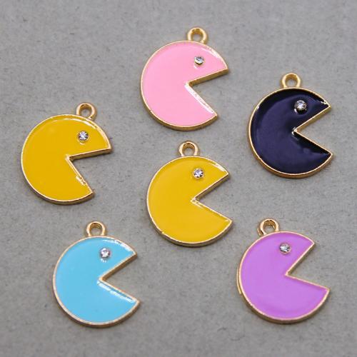 Tibetan Style Enamel Pendants, KC gold color plated, fashion jewelry & DIY & with rhinestone, more colors for choice, nickel, lead & cadmium free, 21x16x2mm, Approx 100PCs/Bag, Sold By Bag