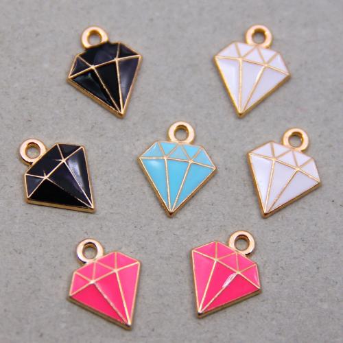 Zinc Alloy Enamel Pendants Diamond Shape KC gold color plated fashion jewelry & DIY nickel lead & cadmium free Approx Sold By Bag