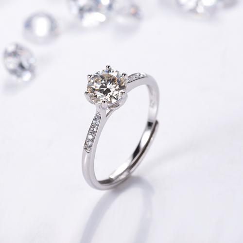 Solidny srebrny pierścień, 925 Srebro, ze Okręg wyborczy Moissanite, biżuteria moda & dla kobiety, rozmiar:7, sprzedane przez PC