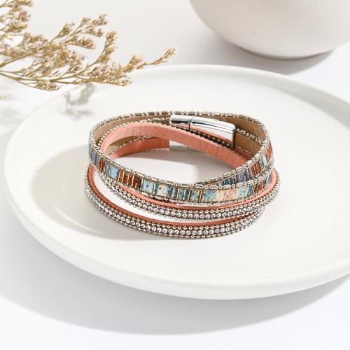 Bracelets cordon PU, cuir PU, avec alliage de zinc, bijoux de mode & multicouche & pour femme, plus de couleurs à choisir, 18mm, Longueur:Environ 40 cm, Vendu par PC