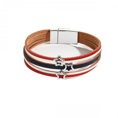 PU Leather Cord Bracelets with Magnet fashion jewelry & multilayer & Unisex 25mm Length Approx 19.5 cm Sold By PC
