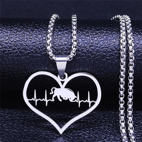 Stainless Steel Jewelry Necklace 304 Stainless Steel Heart polished fashion jewelry & Unisex silver color Length Approx 50 cm Sold By PC