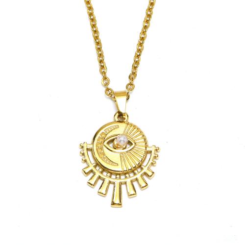 Titanstahl Halskette, mit Kunststoff Perlen, 18K vergoldet, Modeschmuck & für Frau, goldfarben, 30x20mm, Länge:ca. 45 cm, verkauft von PC