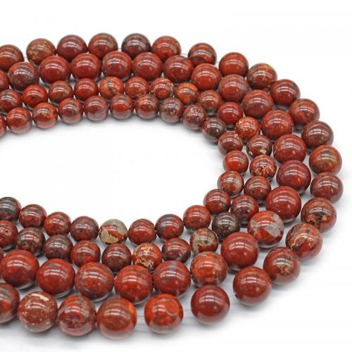 Jaspis Brekzien Perlen, Jaspis Brecciated, rund, poliert, DIY & verschiedene Größen vorhanden, rot, verkauft per ca. 38 cm Strang