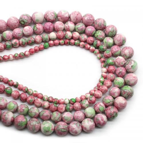 Regen Blumen Stein Perlen, rund, poliert, DIY & verschiedene Größen vorhanden, verkauft per ca. 38 cm Strang