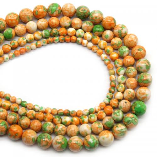 Regen Blumen Stein Perlen, rund, poliert, DIY & verschiedene Größen vorhanden, gelb, 21x84mm, verkauft per ca. 38 cm Strang