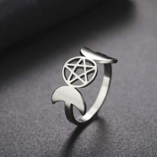Titanium Steel Finger Ring Star plated & for woman & hollow Sold By PC