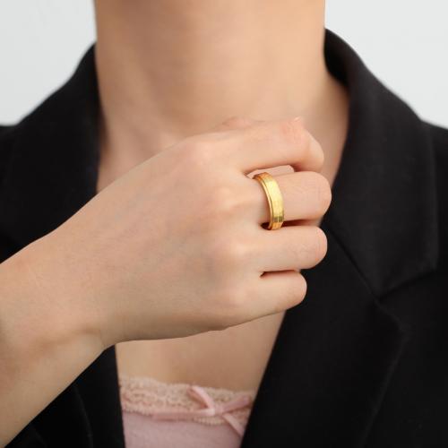 Titanium Čelik Finger Ring, pozlaćen, Dvostruki sloj & različite veličine za izbor & za žene, više boja za izbor, Prodano By PC