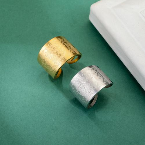 Titantium Steel δάχτυλο του δακτυλίου, Titanium Steel, επιχρυσωμένο, για τη γυναίκα & κοίλος, περισσότερα χρώματα για την επιλογή, inner diameter:17~20mm, Sold Με PC
